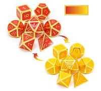 Haxtec Color Changing Metal DND Dice Set Color Changing RPG Polyhedral Dice (Heat Sensitive-Gold Red Yellow Shift)