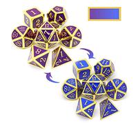 Haxtec Color Changing Metal DND Dice Set Shifting RPG Polyhedral Dice (Heat Sensitive-Gold Purple Blue Shift)