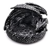 Haxtec Dragon Dice Jail Guardian DND Dice Tray Holder Dungeons and Dragons Accessories Novelty DM RPG Gift Dragon Statue Decor(Antique Silver)