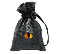Haxtec Dragon Eye Dice Bag Drawstring Leather Dice Bag for DND Dungeons and Dragons TTRPG Fire-Red Yellow Eye