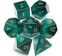 Haxtec Gemstone DND Dice Set Emerald Green Cat Eye Stone Dice with Premium Dice Case for Dungeons and Dragons Role Playing Games DNDGift