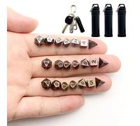 Haxtec Mini D&D Dice Set - Tiny Metal Dice Keychain Cases with 7PCS Each, Portable for Dungeons and Dragons, 3 Sets