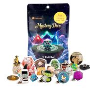 Haxtec Mystery 7pcs DND Dice Set, Polyhedral RPG Dice Gifts for Players | 7pcs Dice + 3 Funny Stickers + 1 enamel pin, Sharp Edge Upgrade Chance, No Duplicates in 2/5 Packs,for Pathfinder, TTRPG