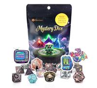 Haxtec Mystery Dice Set DND Dice Wide Range of Patterns Polyhedral Gaming Dice for Tabletop & Role-Playing RPG DND Gift 1 Set Metallic