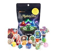 Haxtec Mystery DND Dice Set 7pcs Polyhedral Dice + 3 Funny Waterproof Stickers, Mystery Dice for Dungeons & Dragons, Chance Win Rare Sharp Edge, Great DND Gift, No Duplicates in 2/5 Packs