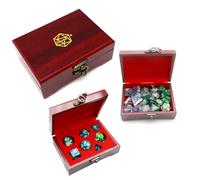Haxtec Mystery DND Dice Set with Wooden Dice Case for D&D, Pathfinder, Warhammer & More