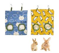 Hay Bag 2 Hole Hanging Hay Feeder Hanging Bags Guinea Pig Bags for Rabbits Chinchillas Hamsters Small Pets and Animals Washable