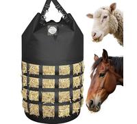 Hay Bags for Horse,1200D Oxford Slow Feed Hanging Hay Bags,Horses,Goats,Cows,Hay Feeder Bags,Easy Fill Large Opening with Adjustable Dual Shoulder Straps for Ranch Farm Outdoor Feeding (Black)