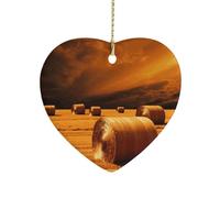 Hay Bales Ceramic Ornament Keepsake Hanging Pendant