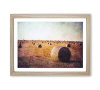Hay Bales Painting Modern Art Framed Print | A2 Oak Framed Wall Art | Ready to Hang | Modern Historical Picture | Living Room Bedroom Lounge Office