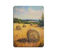 Hay Bales Painting Retro Poster Metal Tin Sign Chic Art Retro Iron Painting Bar People Cave Cafe Family Garage Poster Wall Decoration 12x16inch(30x40cm)