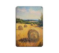 Hay Bales Painting Retro Poster Metal Tin Sign Chic Art Retro Iron Painting Bar People Cave Cafe Family Garage Poster Wall Decoration 8x12inch(20x30cm)