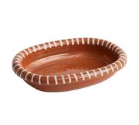 HAY Barro oval serving plate Natural with stripes, small 20x27,5 cm