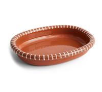 HAY Barro oval serving plate Natural with stripes, large 27x36 cm