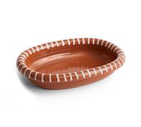 HAY Barro oval serving plate Natural with stripes, small 20x27,5 cm