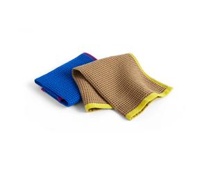 HAY Canteen dishcloth 31x31 cm 2-pack Blue/fuchsia-Beige/yellow