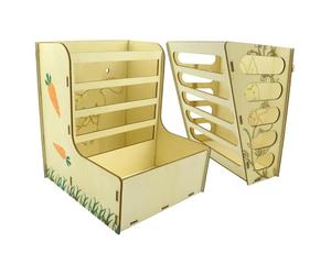 Hay Feeder for Rabbits - Multifunctional Storage Rack with Large Capacity, Food Holder for Small Animals, Easily Accessible Grass Dispenser, Hay Holder for Rabbits for Small Ferrets and Oak