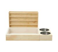 Hay Feeder for Small Animals: Compact Multipurpose Pet Feeding Station with Built-in Box and Grass Holder | Functional Food Rack Bowl Dispenser Habitat