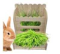 Hay Feeder Hamster - Rabbits Holder Food Feeding Rack | Chew-Proof Pet Grass Dispenser Manger | Natural Wood Anti-Waste Storage Stand For Small Animals Chinchilla Guinea Pig Cage Hutch Inside