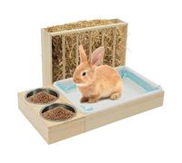 Hay Feeder - Wooden Small Animal Feeding Rack | Hamster Bunny Food Dispenser for Ferret Chinchilla Hedgehog Chicken Indoor Outdoor Travel Enclosure Cage Home Habitat Pet Supplies Feeding Station Holde