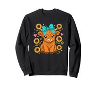 Hay Girl Cute Cow Sunflower Farm Animal Sweatshirt