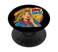 Hay Girl Funny Retro Comic Style Farm Horse Country Western PopSockets Adhesive PopGrip
