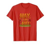 Hay Girl Hay Horses Equestrian Humor Cowgirl Saying T-Shirt, Men, Red, L