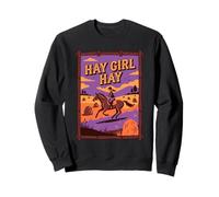 Hay Girl Horseback Riding Purple Dusk Ranch Bales Floral Sweatshirt