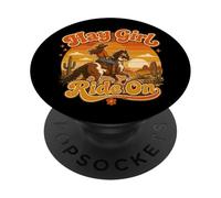 Hay Girl Ride On Western Cowgirl Horse Desert Sunset PopSockets Adhesive PopGrip