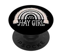 Hay Girl Western Rope Rainbow Farm Horses Country PopSockets Adhesive PopGrip