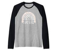 Hay Girl Western Rope Rainbow Farm Horses Country Raglan Baseball Tee