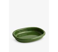 Hay Hay Barro Large Striped Terracotta Oval Dish Green