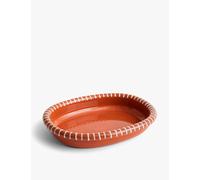 Hay Hay Barro Large Striped Terracotta Oval Dish Natural With Stripes