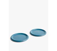 Hay Hay Barro Round Terracotta Plates Set Of Two Dark Blue