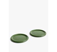 Hay Hay Barro Round Terracotta Plates Set Of Two Green