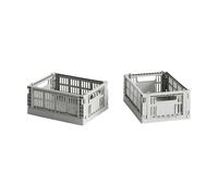 Foldable crates - Set of 2 Light grey XS