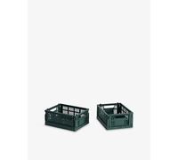 Hay Hay Colour Stackable Mini Plastic Crates Set Of Two Dark Green
