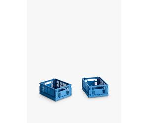 Hay Hay Colour Stackable Mini Plastic Crates Set Of Two Electric Blue