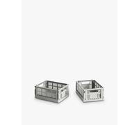 Hay Hay Colour Stackable Mini Plastic Crates Set Of Two Light Grey