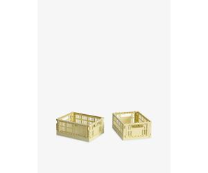 Hay Hay Colour Stackable Mini Plastic Crates Set Of Two Light Yellow