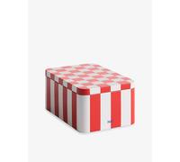 Hay Hay Striped Small Tin Container 7.3cm Red And Owhite