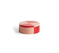 Tin Container Round Red and soft pink storage box Hay