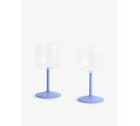 Hay Hay Tint Wine Borosilicate Glasses Set Of Two Clear And Jade Blue