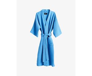 Hay Hay Waffle-Texture Cotton-Blend Bathrobe Sky Blue