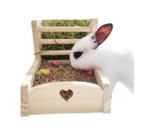 Hay Holder for Rabbits - Pet Wooden Double Zone Food Holder - Dwarf Grass Feeding Rack | for Dwarf Hamster Hedgehog Chinchilla Bunny Ferret Guinea