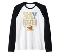 Hay Hustler Patchwork Cute Cowgirl Raglan Baseball Tee