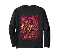 Hay Hustler Wild Equestrian Cacti Western Rodeo Aesthetic Long Sleeve T-Shirt