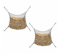 Hay Net 2pc Black PP Slow Feed Rectangular 90x60cm 45mm Mesh Weatherproof Strong