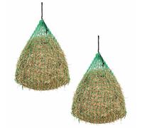 Hay net 2pc Green PP Round 0.75x0.75m Slow Feed Mesh 45mm Cord 3mm Weather Proof