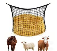 Hay Net for Horses, 120x90cm Slow Feed Hay Net with Large Capacity Horse Feed Haynet for Slow Feeding Black Mesh Hay Bags for Feeding Horses Goat